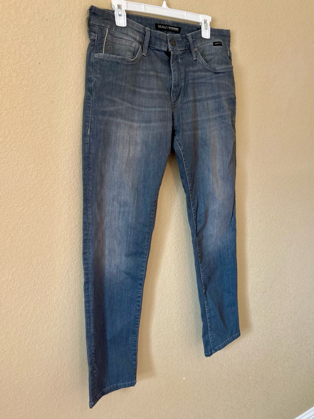 Mavi White Edge Men's Jake Slim Straight Jeans in Washed Grey 34/34 Whiskering - Picture 3 of 11